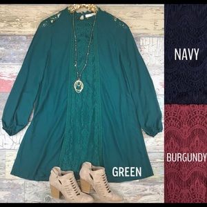 NWOT navy lace detailed dress